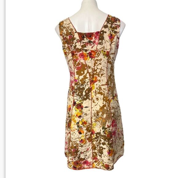 Sundance Catalog Dress Floral Silk sz 6 sleeveless beige multicolor *altered* -6 - Picture 5 of 8